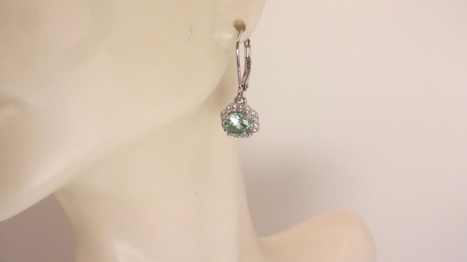 Vintage Genuine Green Amethyst 925 Sterling Silver Chandelier Dangle Earrings