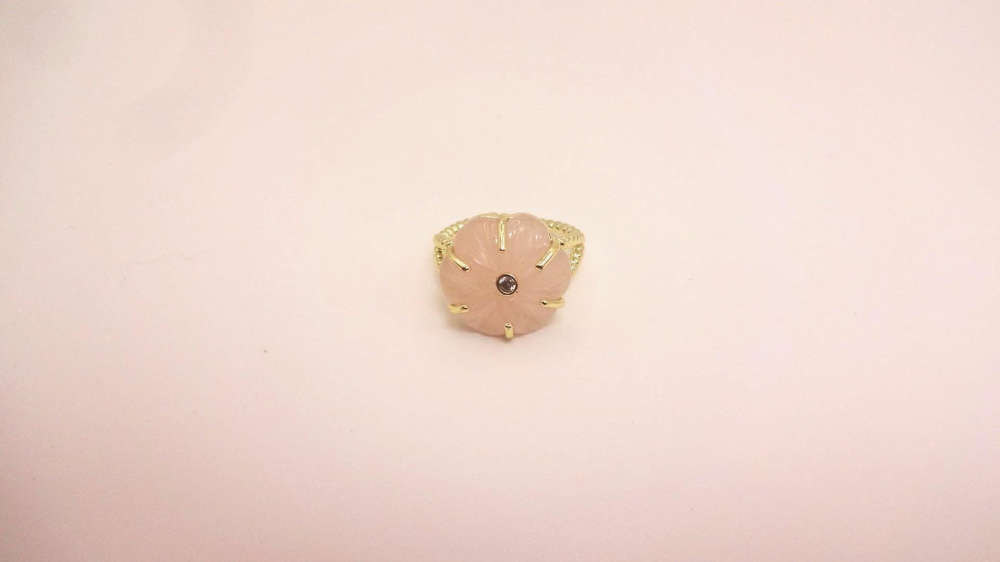 Vintage Genuine Rose Quartz Silver Ring