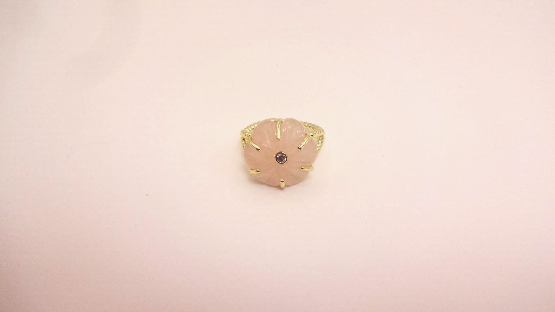 Vintage Genuine Rose Quartz Silver Ring