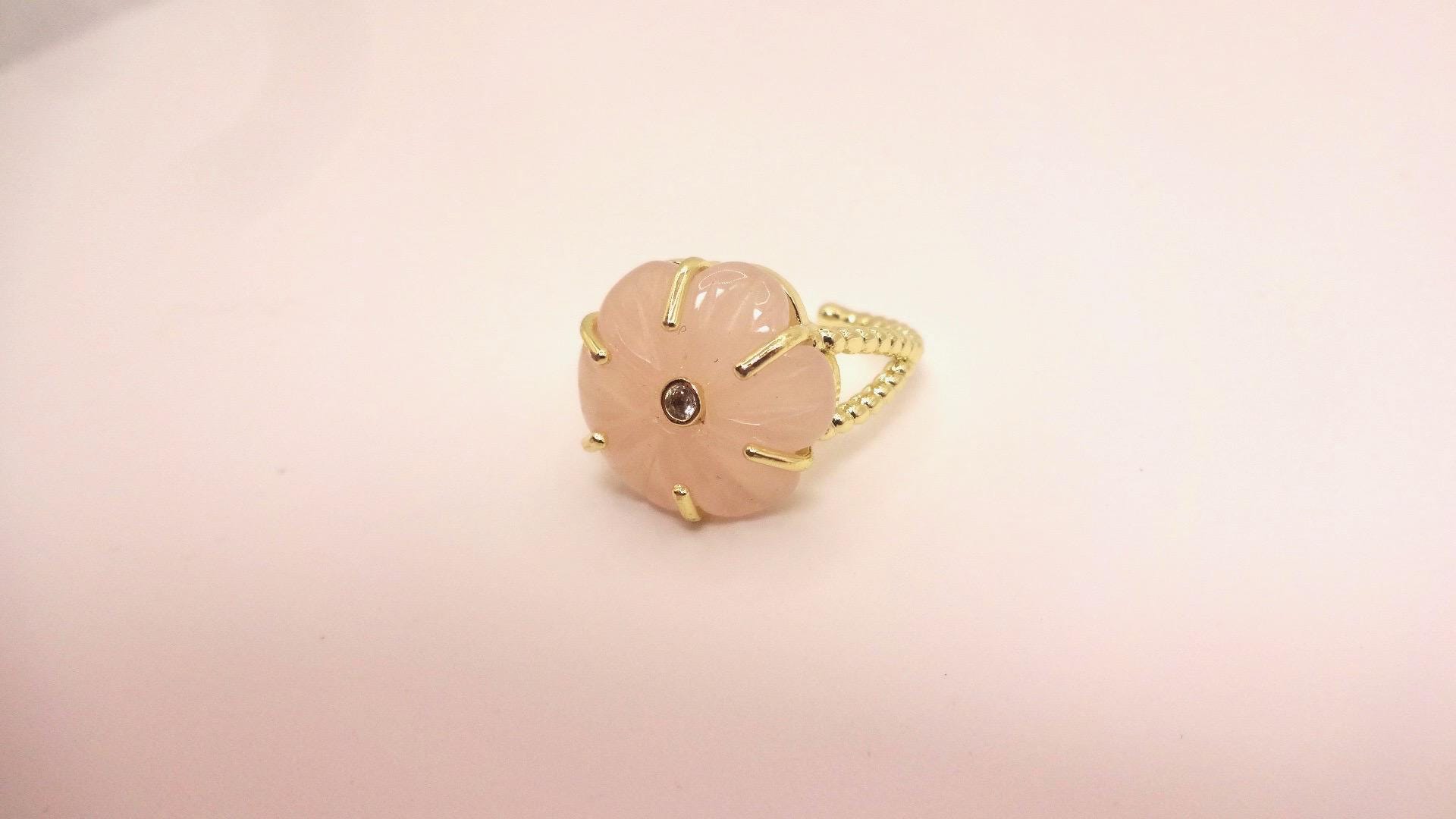 Vintage Genuine Rose Quartz Silver Ring