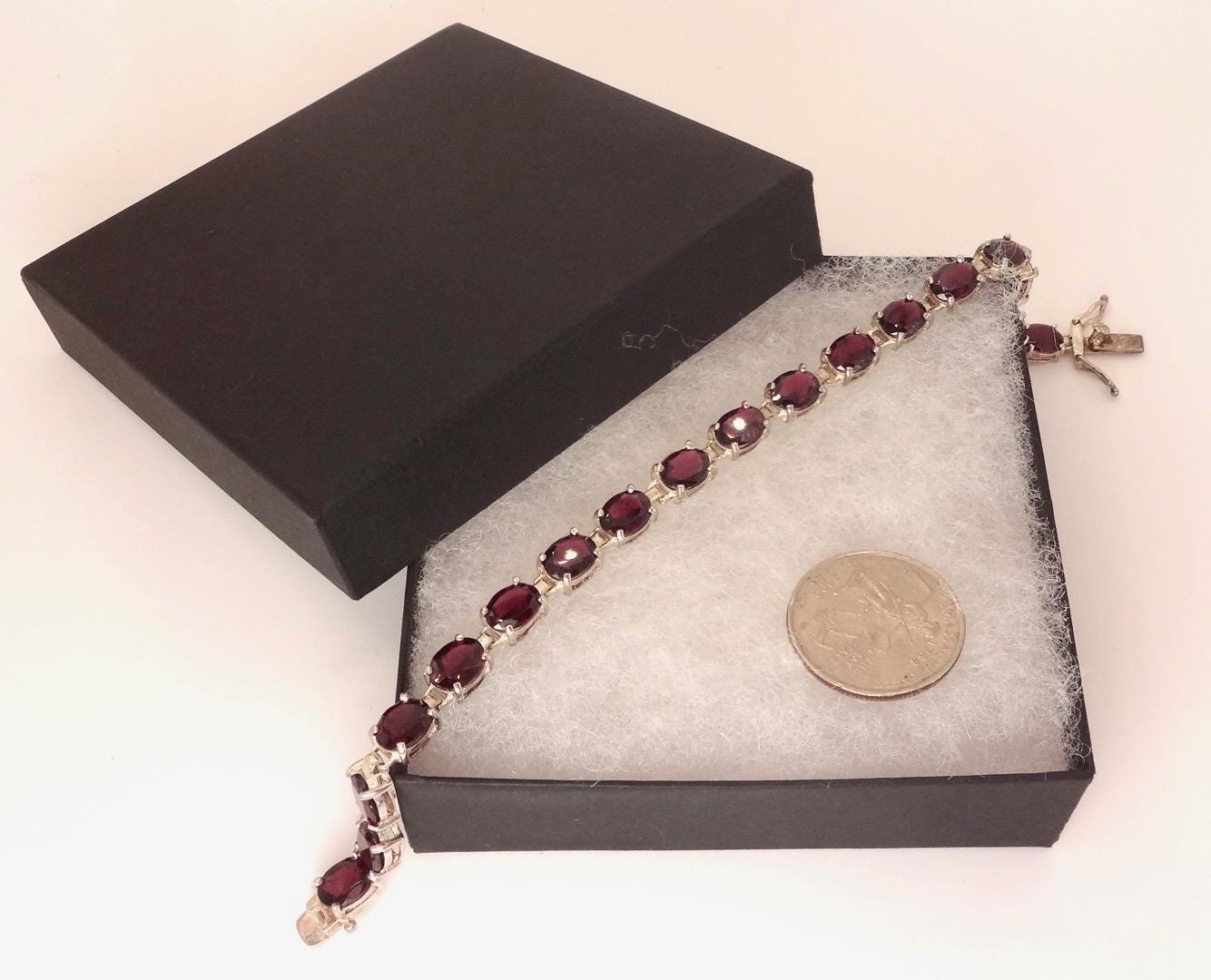 Vintage Red Tourmaline 925 Sterling Silver Tennis Bracelet