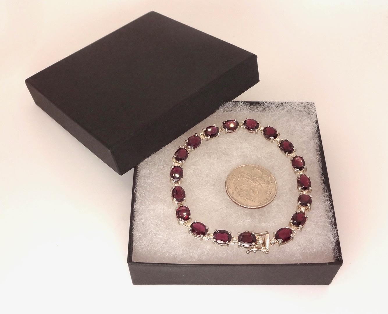 Vintage Red Tourmaline 925 Sterling Silver Tennis Bracelet