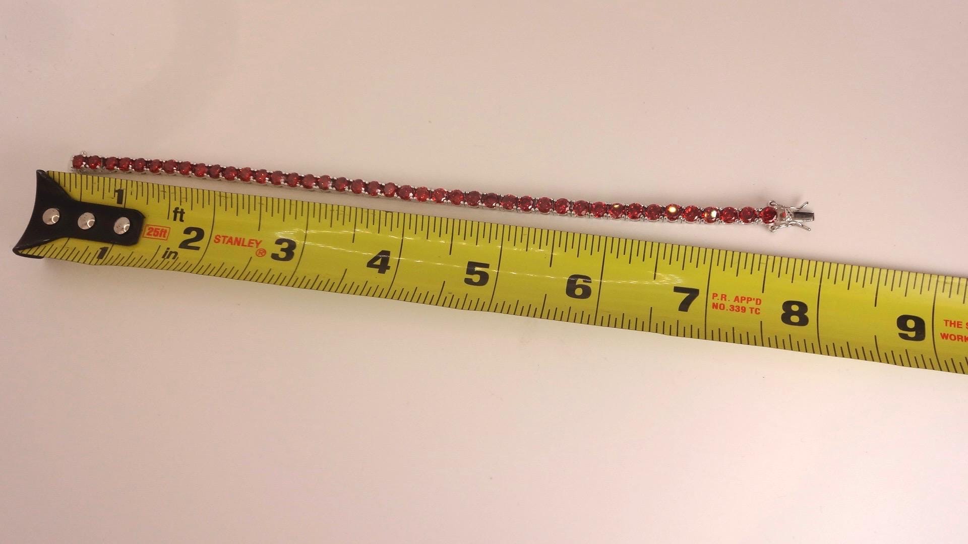 Vintage Red Garnet Tennis Bracelet in 925 Sterling Silver