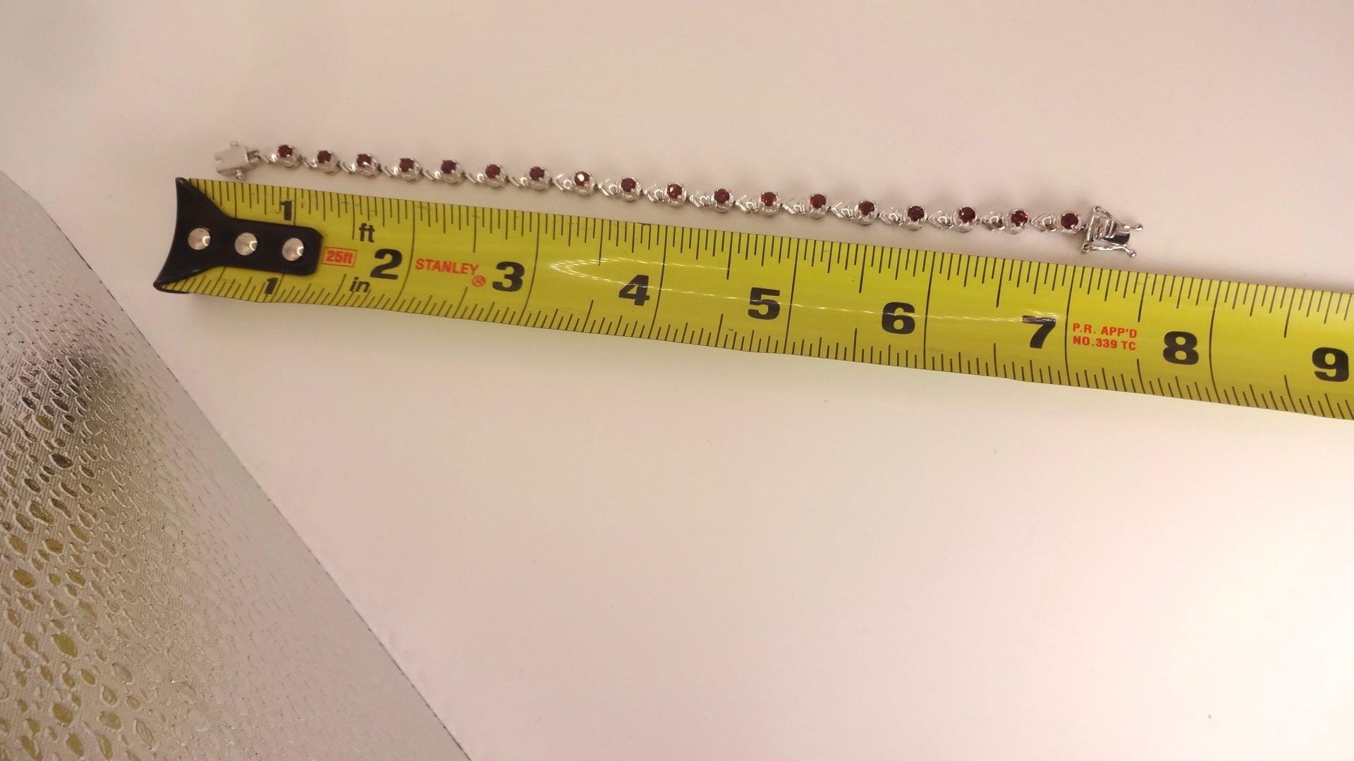 Vintage Red Garnet Bracelet Sterling Silver Deco Tennis