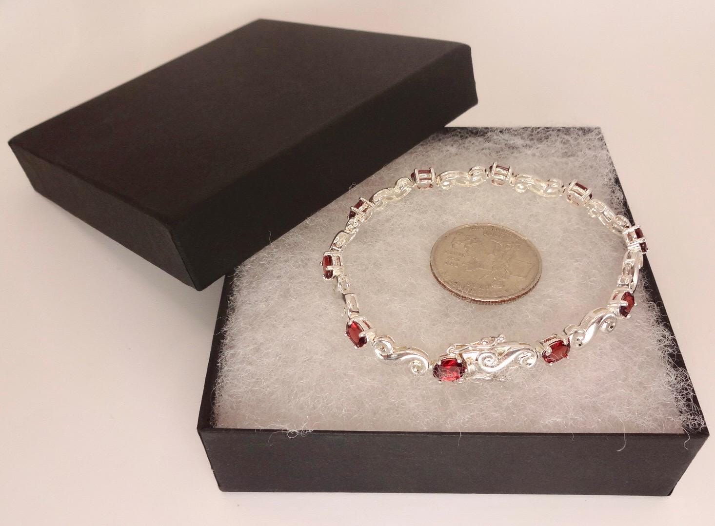 Vintage Red Garnet Bracelet Sterling Silver Deco Tennis