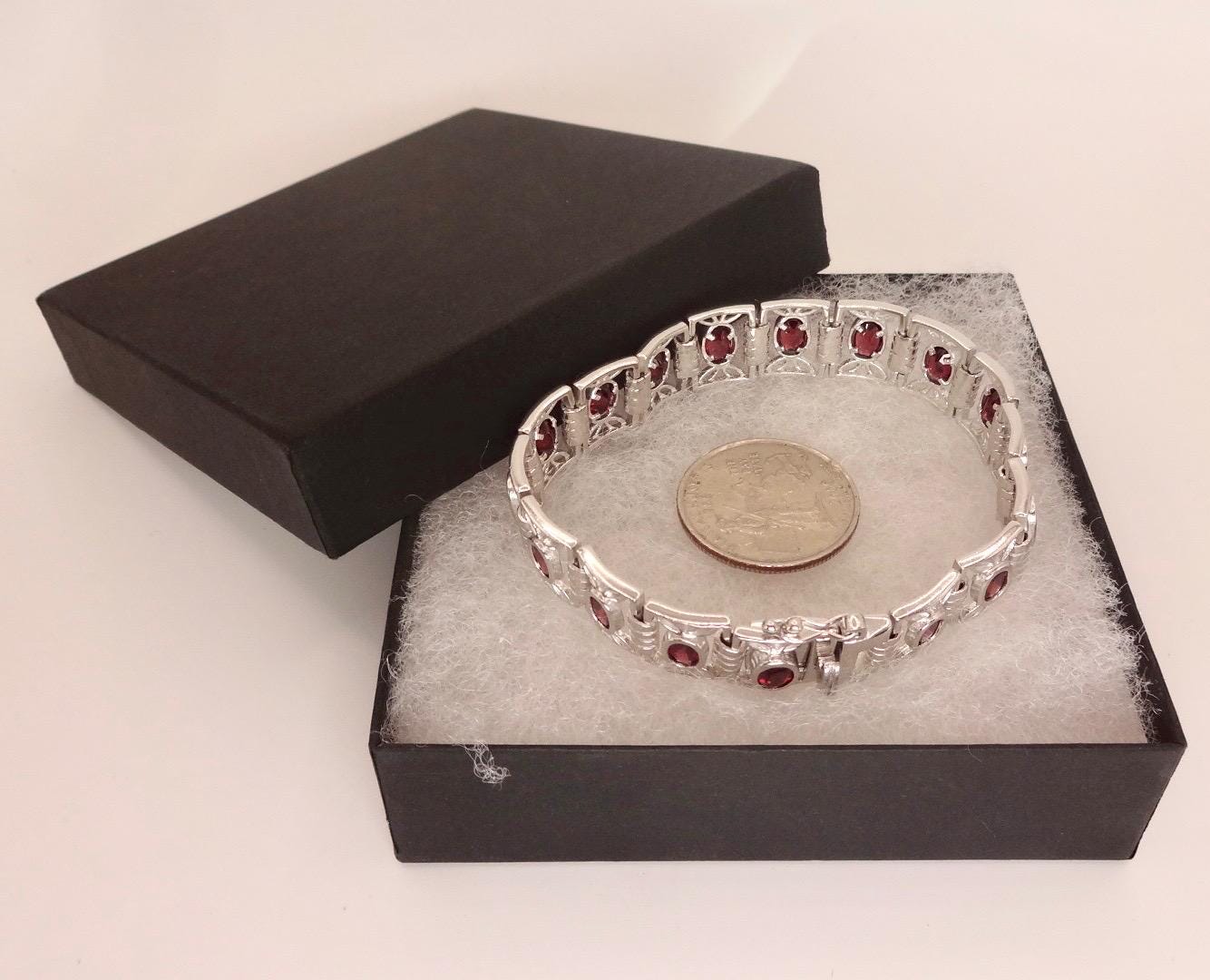 Vintage Red Garnet Bracelet Sterling Silver Deco Tennis
