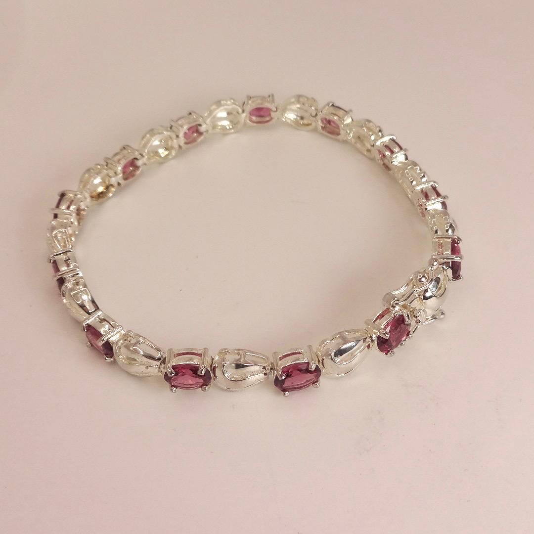 Vintage Bohemian Red Garnet Bracelet 925 Sterling Silver