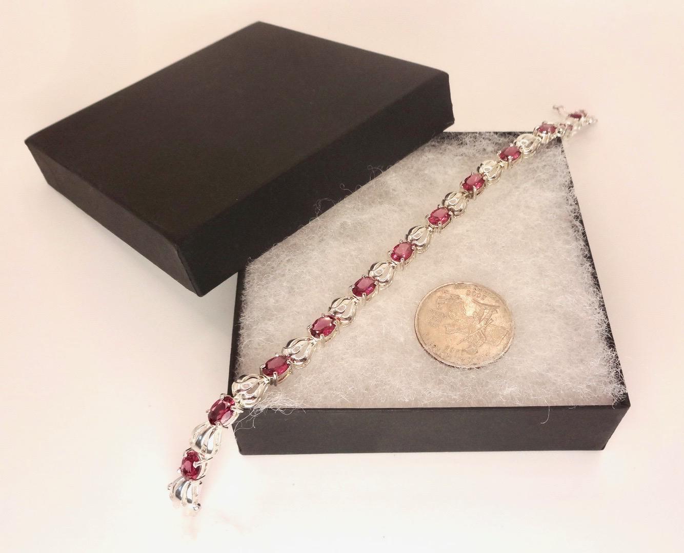 Vintage Bohemian Red Garnet Bracelet 925 Sterling Silver