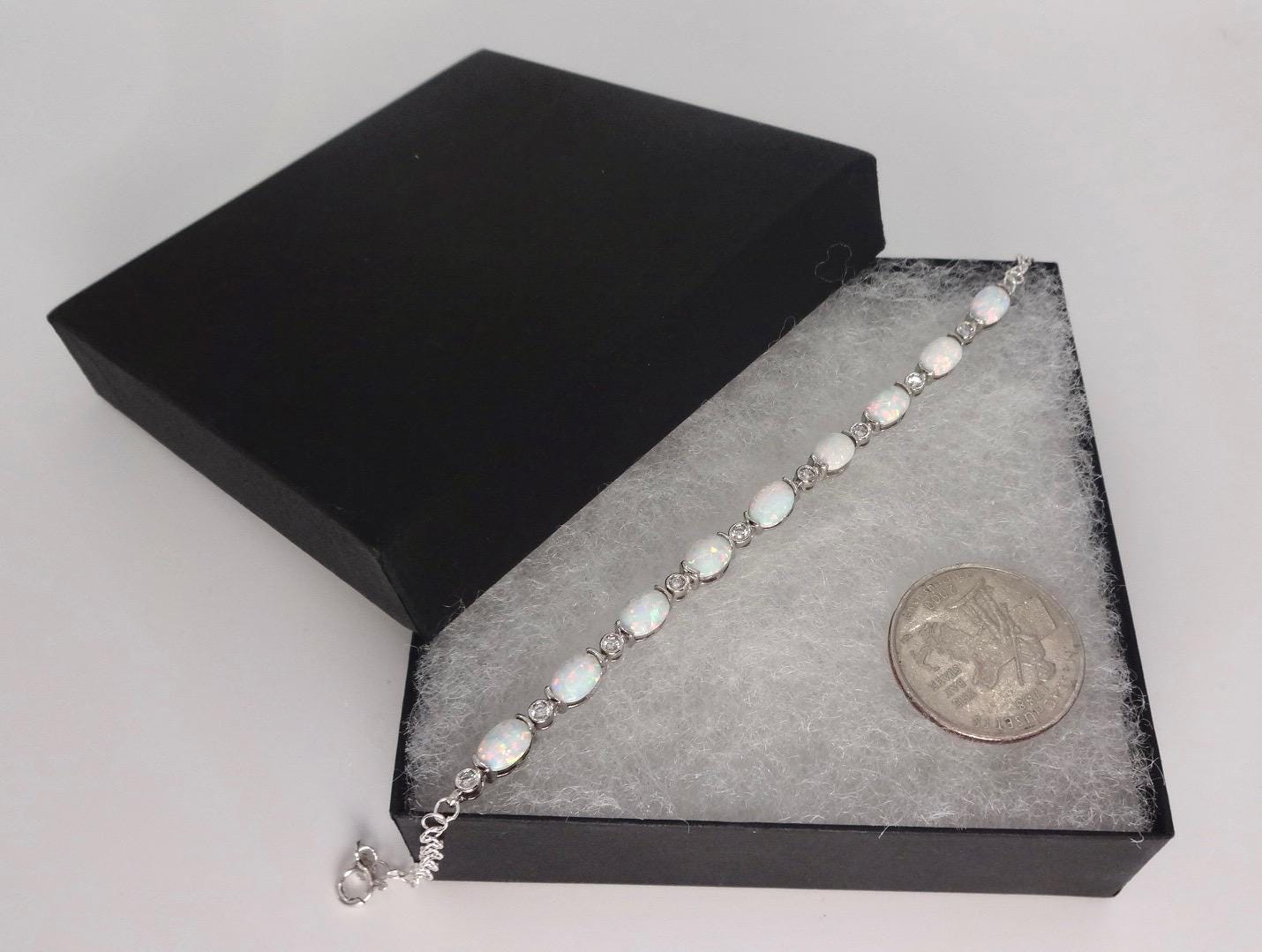 Vintage White Fire Opal Bracelet 925 Sterling Silver