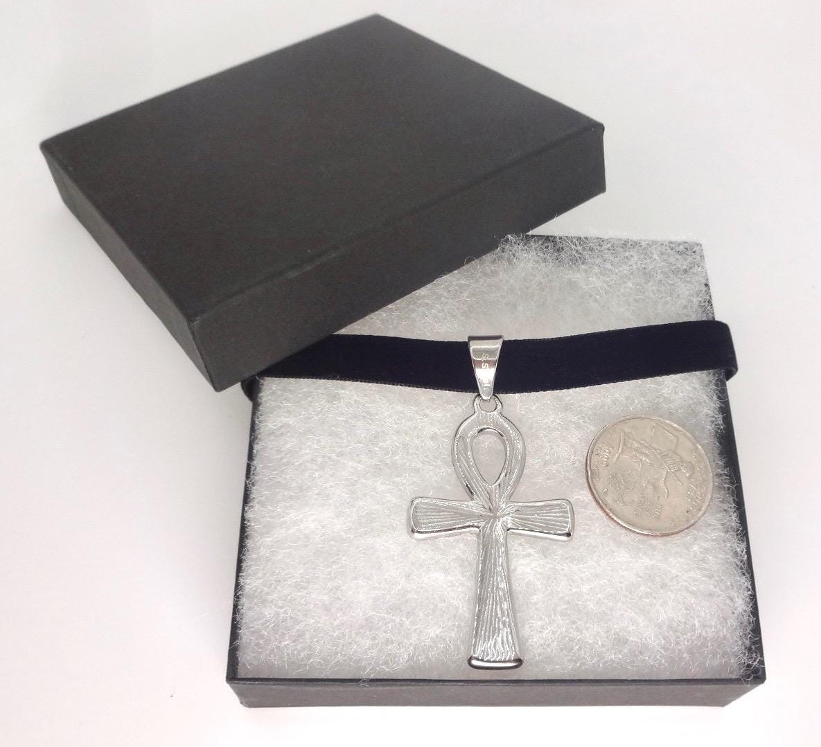 Silver Egyptian Ankh Pendant Choker