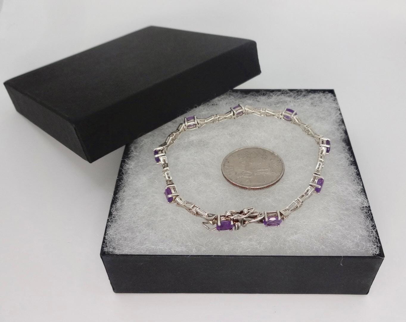 Vintage Amethyst Bracelet 925 Sterling Silver Purple Deco