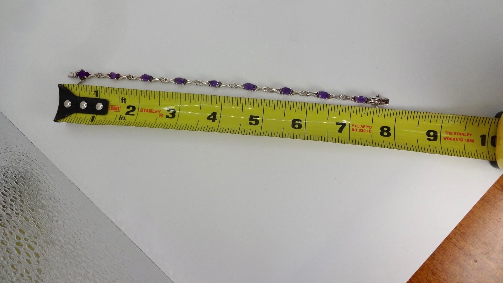 Vintage Amethyst Bracelet 925 Sterling Silver Purple Deco