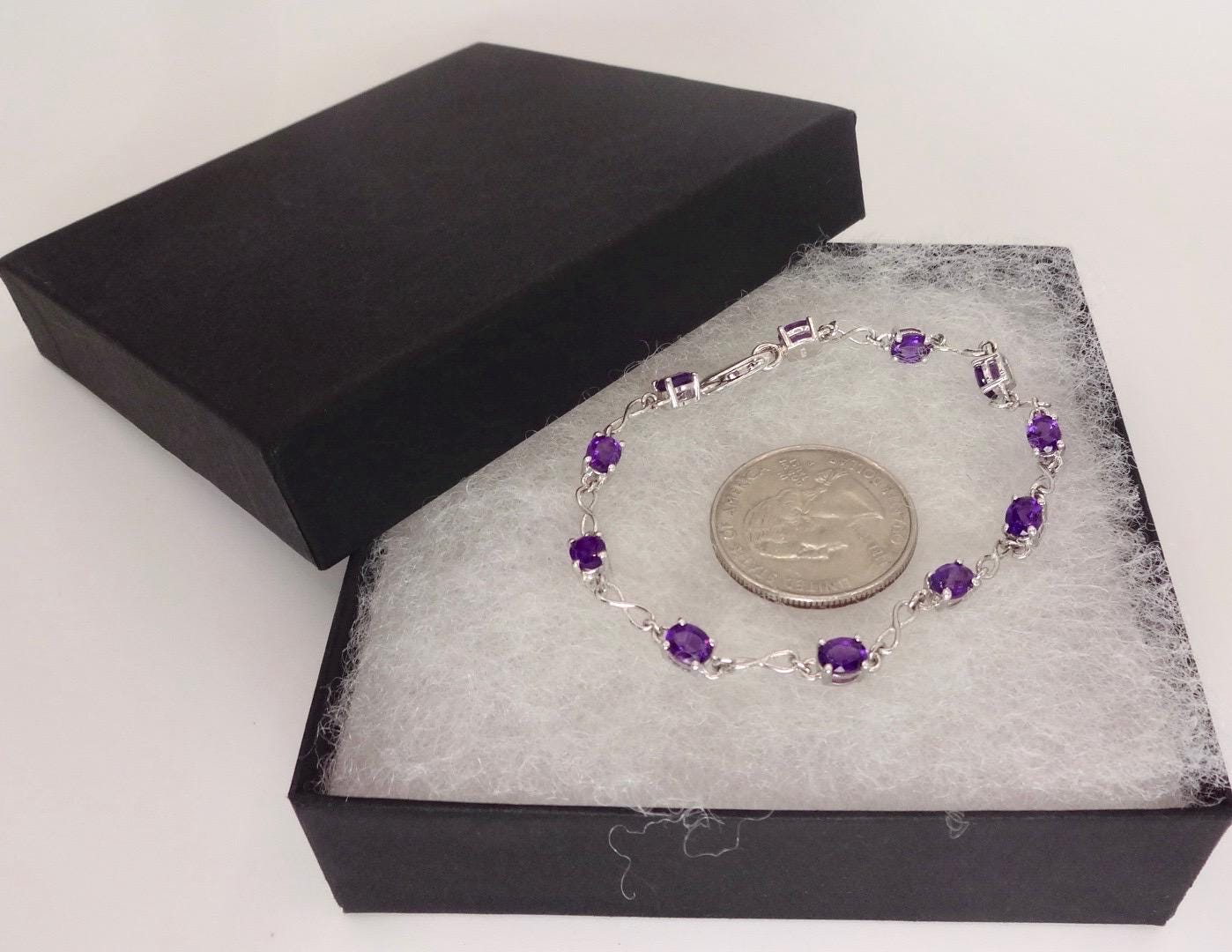 Vintage Amethyst Bracelet 925 Sterling Silver Purple Deco