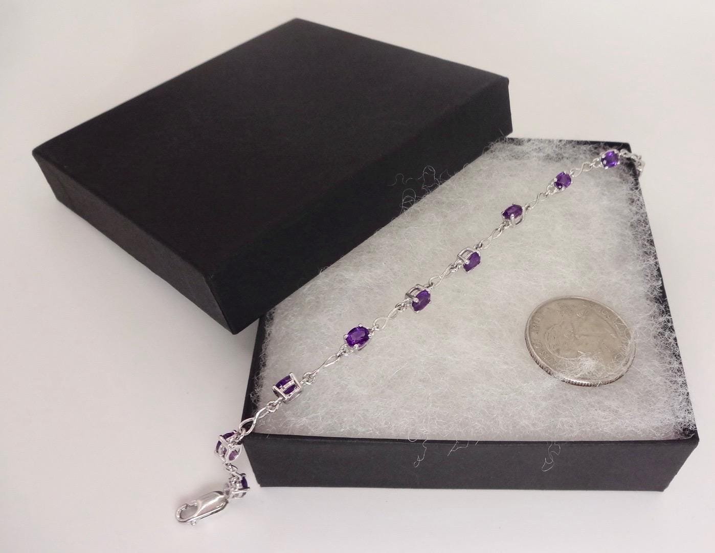 Vintage Amethyst Bracelet 925 Sterling Silver Purple Deco