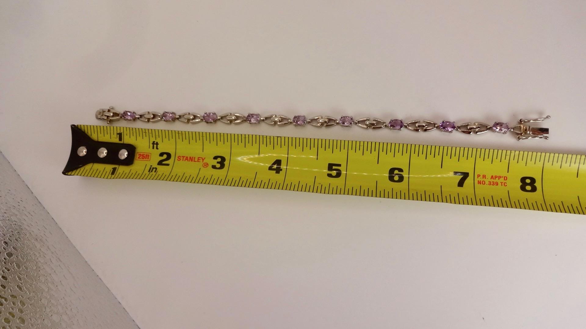 Vintage Amethyst Bracelet 925 Sterling Silver Purple Deco