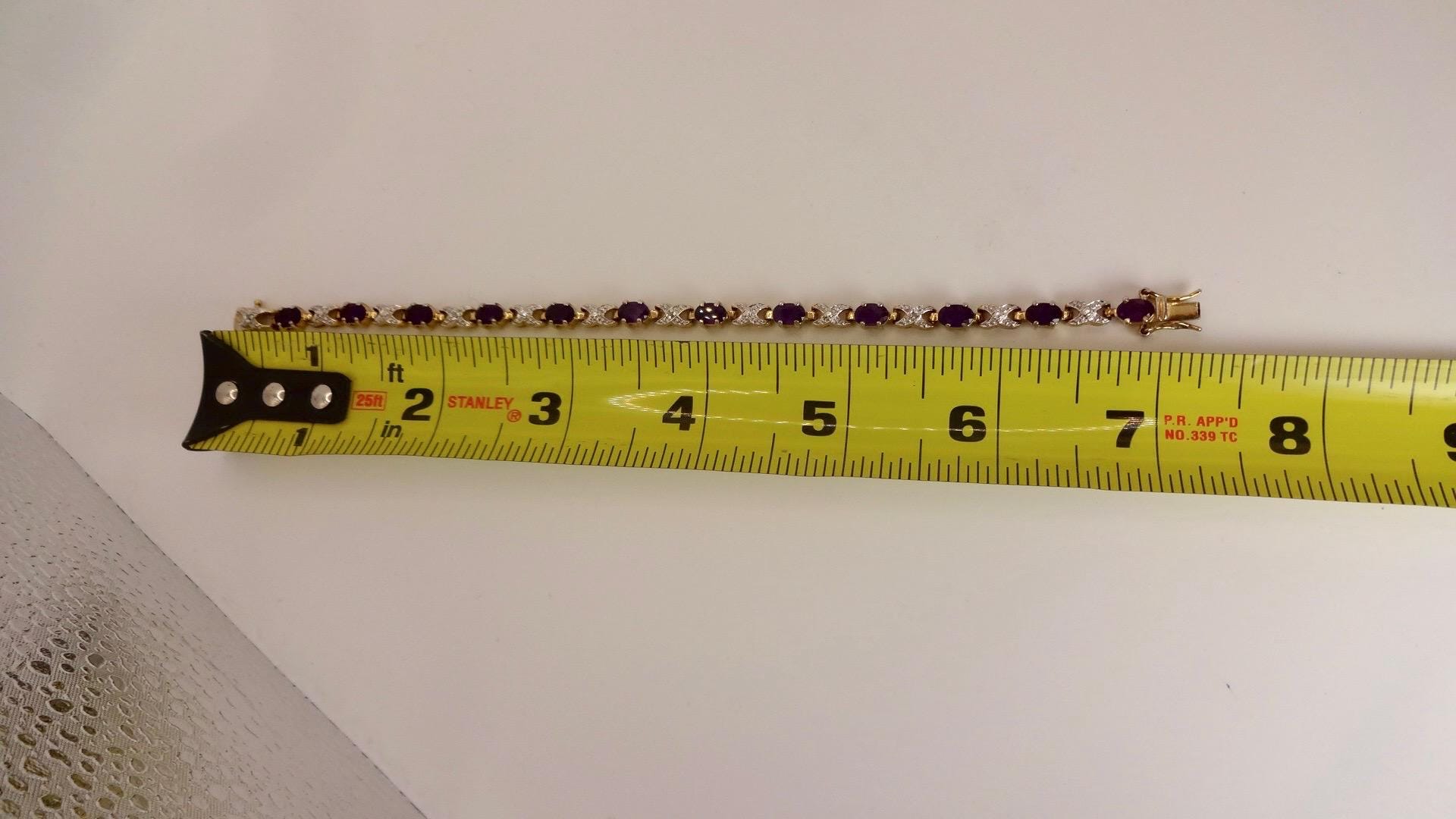 Vintage Diamond and Amethyst Bracelet Deco 925 Sterling Silver