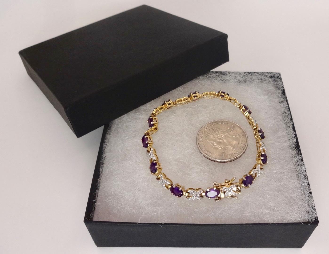 Vintage Diamond and Amethyst Bracelet Deco 925 Sterling Silver