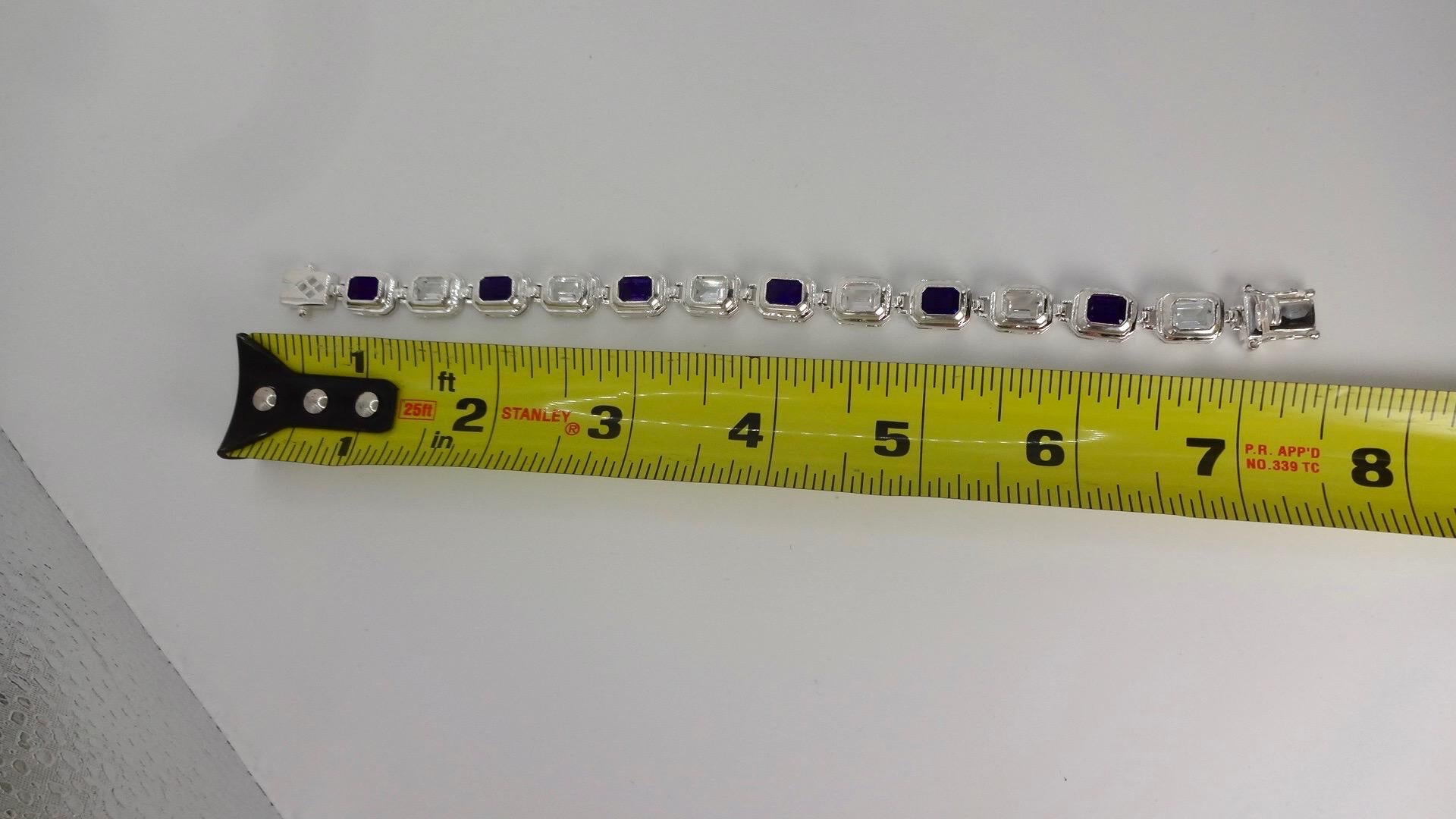 Handmade Genuine Purple Amethyst and white sapphire 925 Sterling Silver Tennis Bracelet