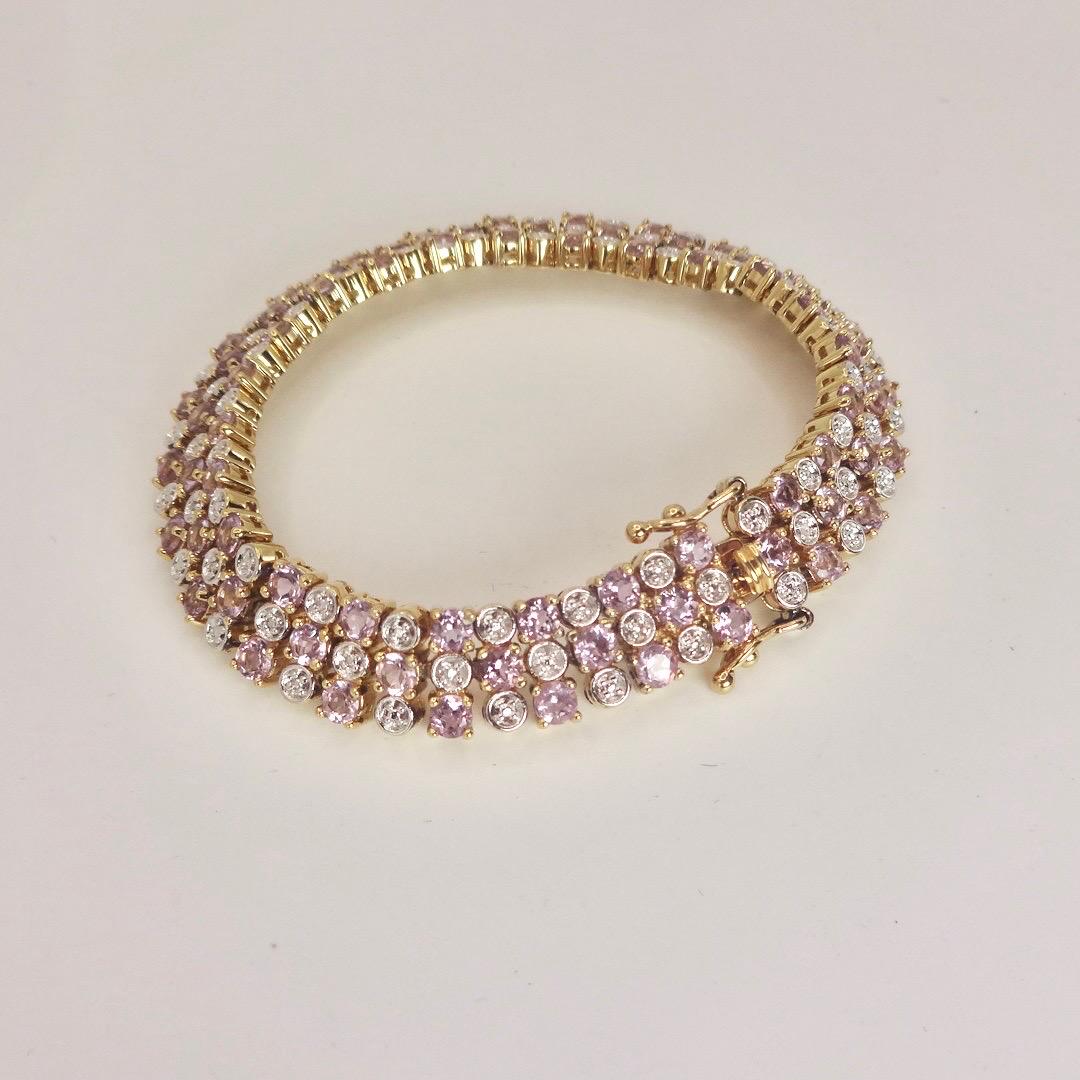 Vintage Purple Amethyst Tennis Bracelet in Golden 925 Sterling Silver