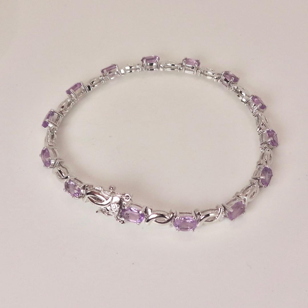 Vintage Purple Amethyst Tennis Bracelet in 925 Sterling Silver