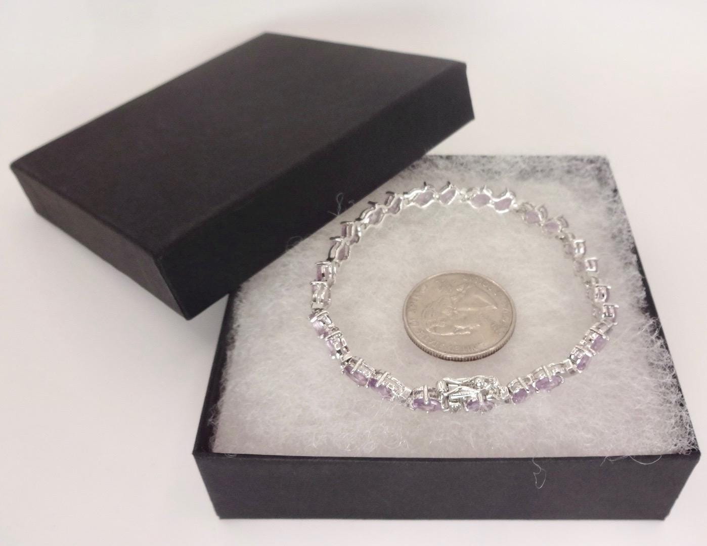 Vintage Amethyst Tennis Bracelet 925 Sterling Silver Purple Deco