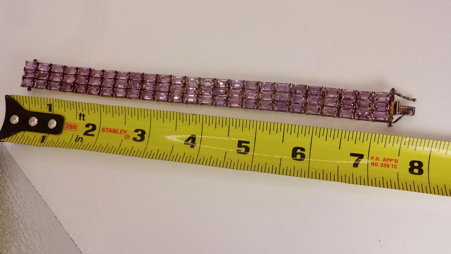 Vintage Purple Amethyst Bracelet in 925 Sterling Silver