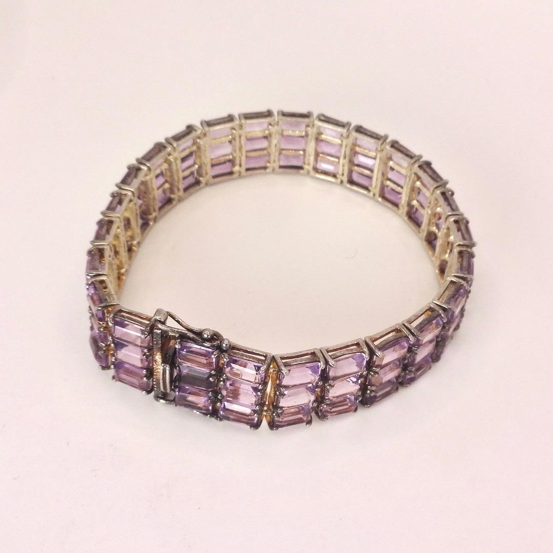Vintage Purple Amethyst Bracelet in 925 Sterling Silver