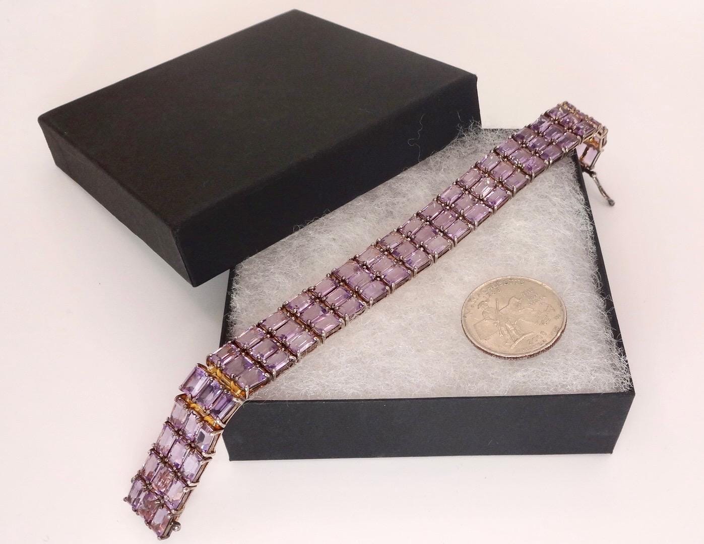 Vintage Purple Amethyst Bracelet in 925 Sterling Silver