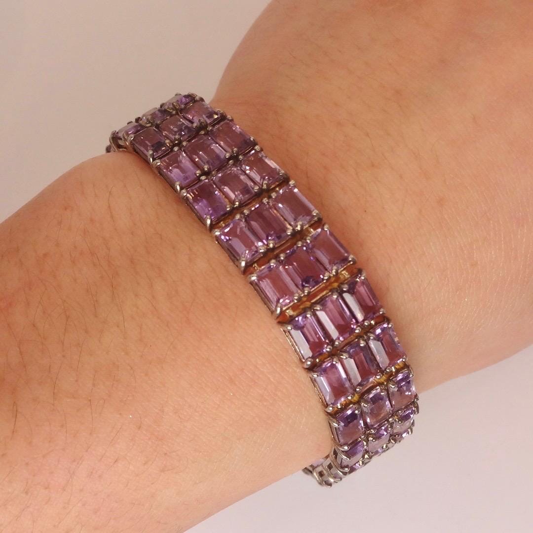 Vintage Purple Amethyst Bracelet in 925 Sterling Silver