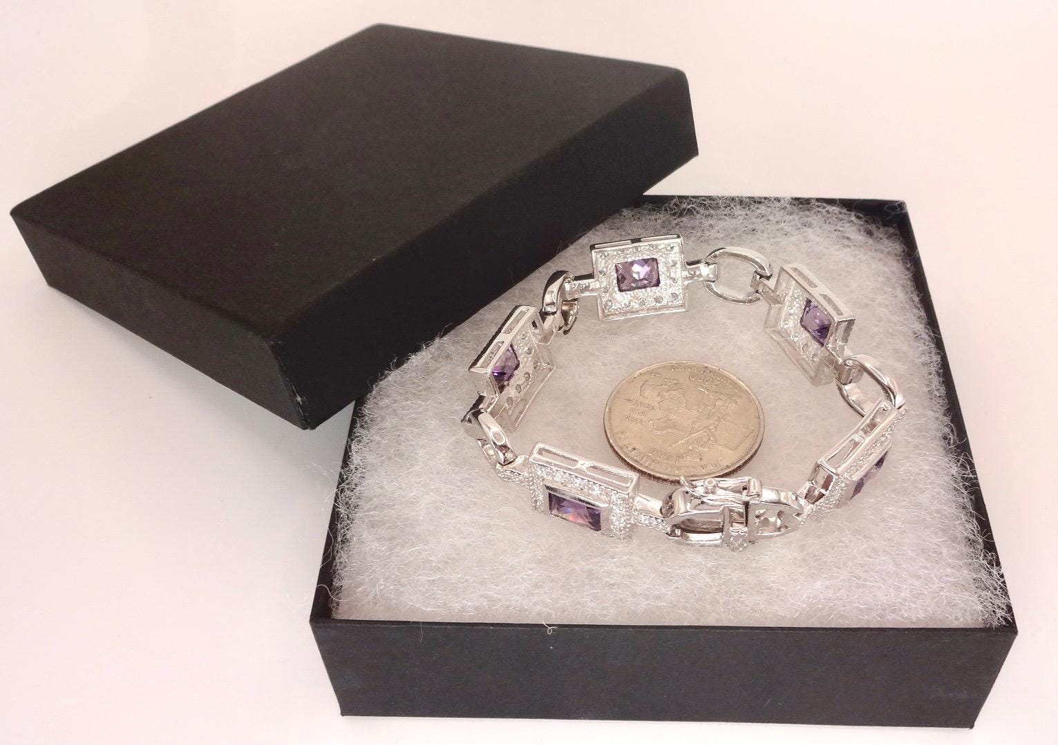Vintage Purple Amethyst Deco Bracelet 925 Sterling Silver