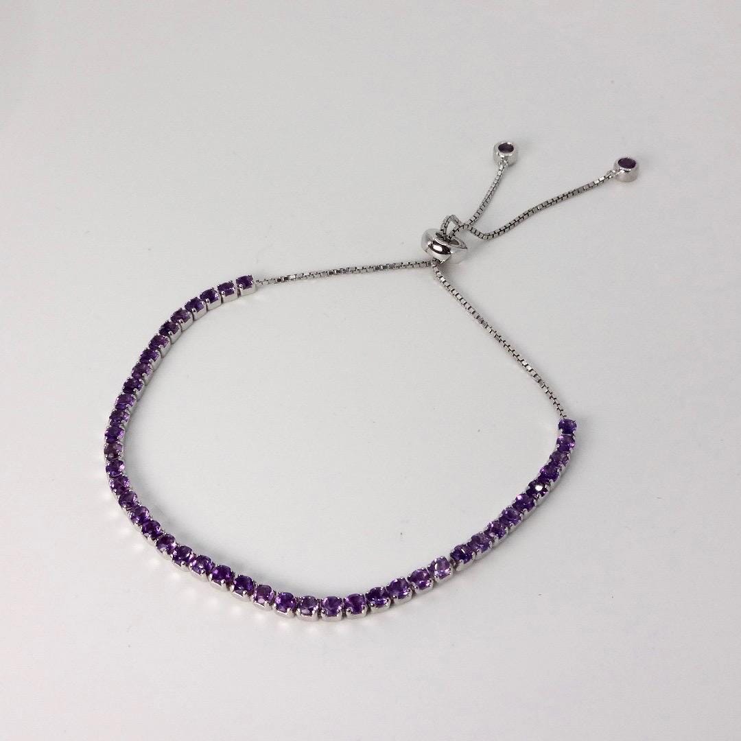 Vintage Purple Amethyst Tennis Bracelet in 925 Sterling Silver