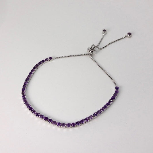 Vintage Purple Amethyst Tennis Bracelet in 925 Sterling Silver