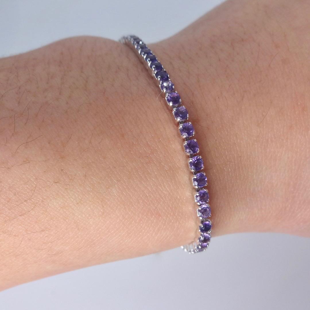 Vintage Purple Amethyst Tennis Bracelet in 925 Sterling Silver