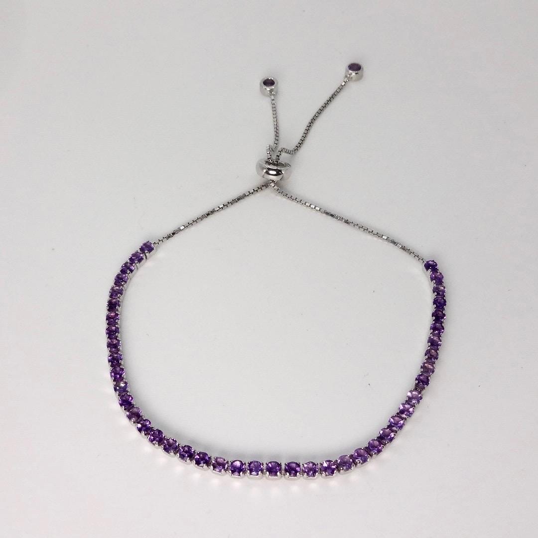 Vintage Purple Amethyst Tennis Bracelet in 925 Sterling Silver