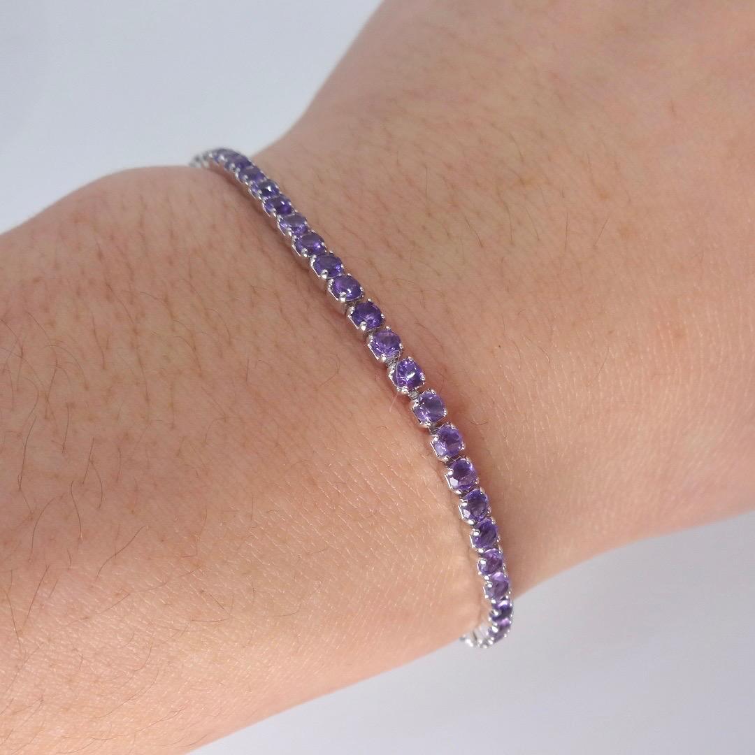 Vintage Purple Amethyst Tennis Bracelet in 925 Sterling Silver