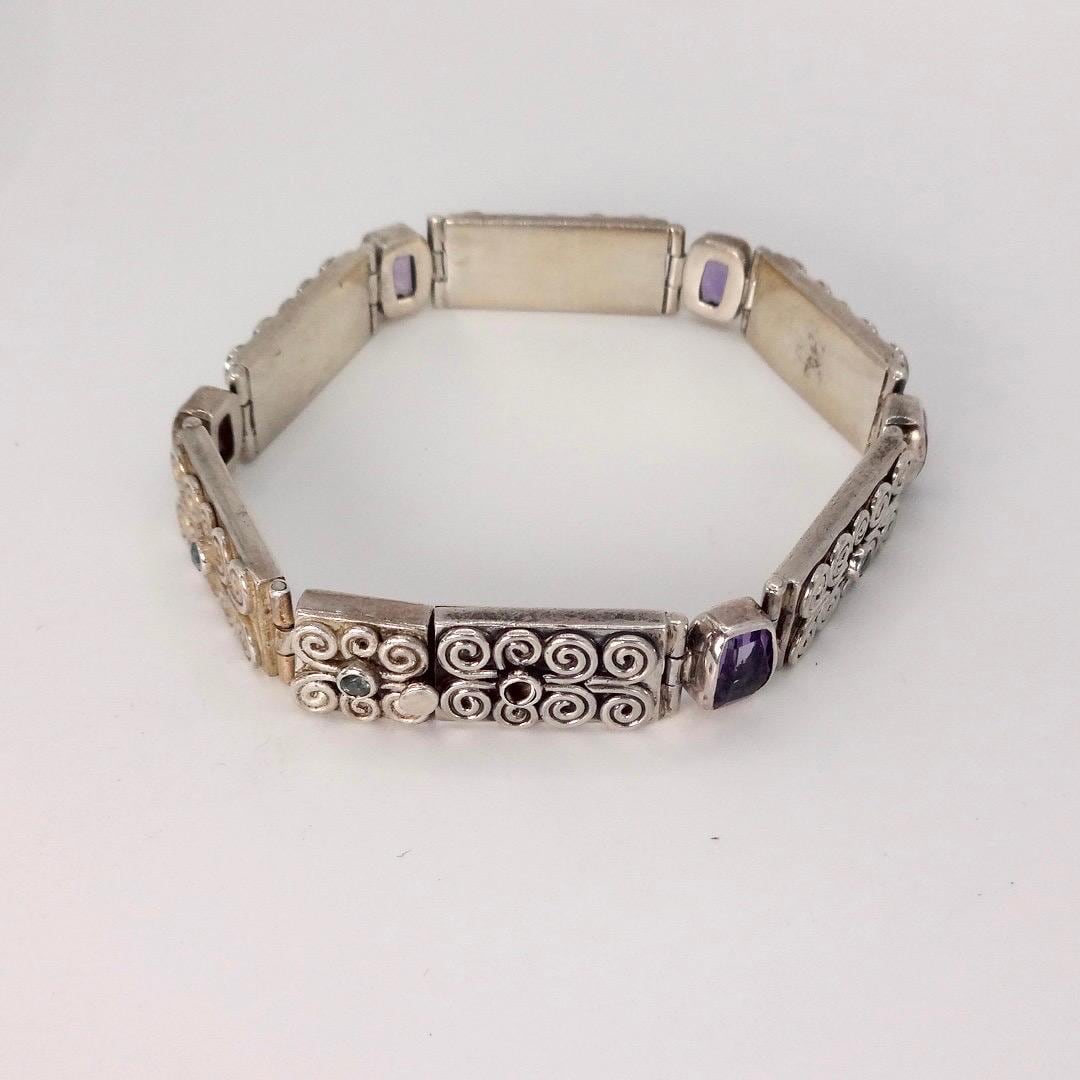 Vintage Purple Amethyst Tennis Bracelet in 925 Sterling Silver