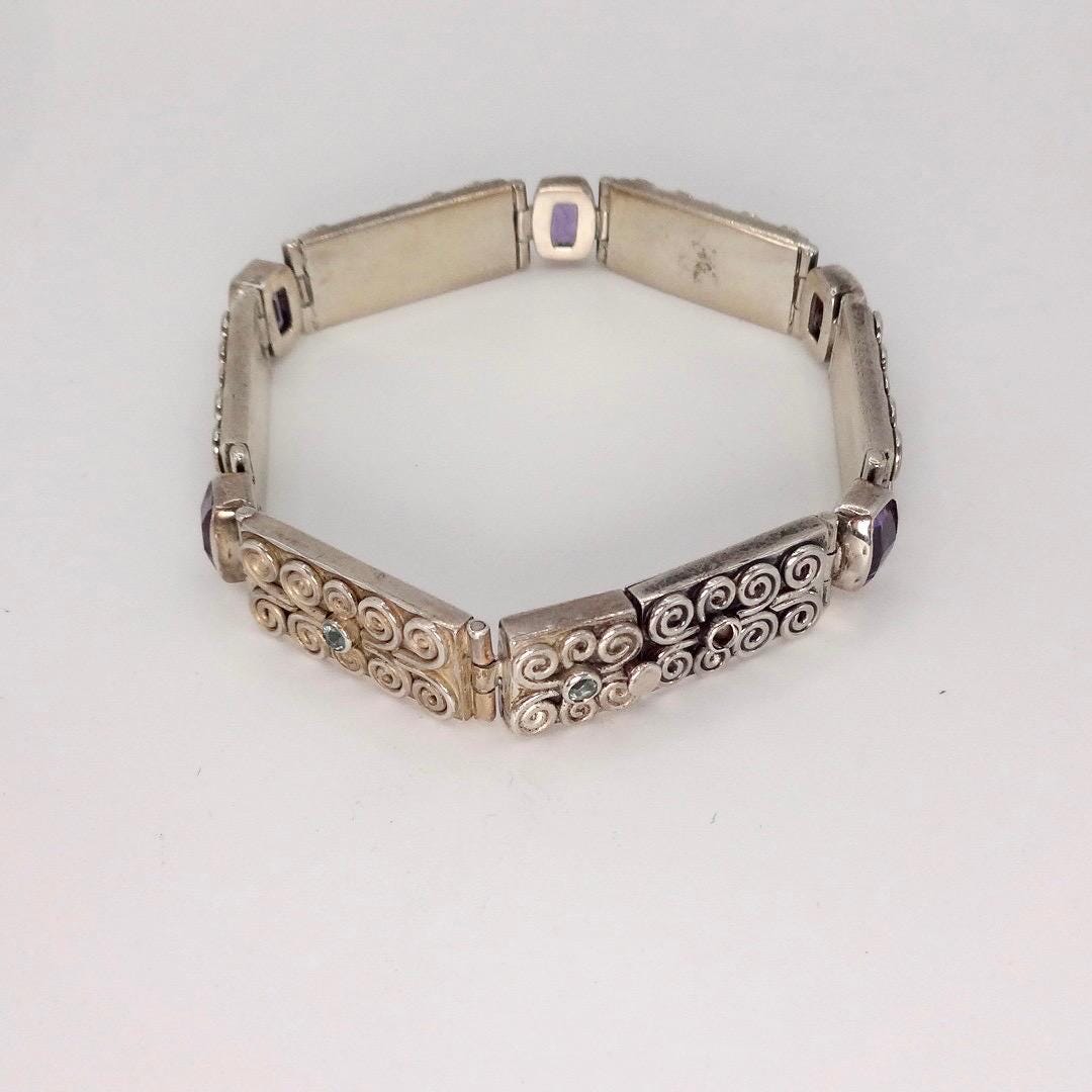 Vintage Purple Amethyst Tennis Bracelet in 925 Sterling Silver