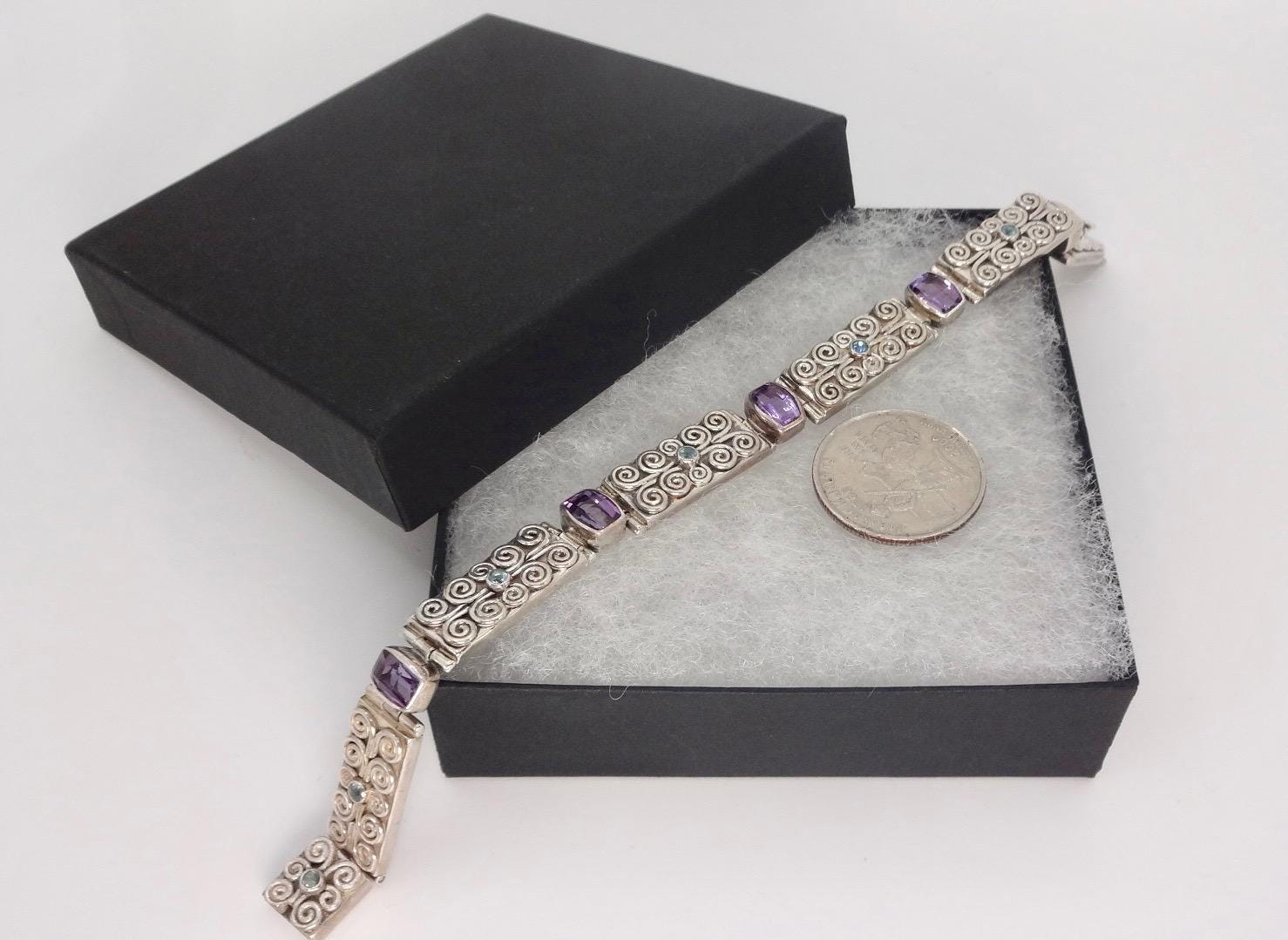 Vintage Purple Amethyst Tennis Bracelet in 925 Sterling Silver