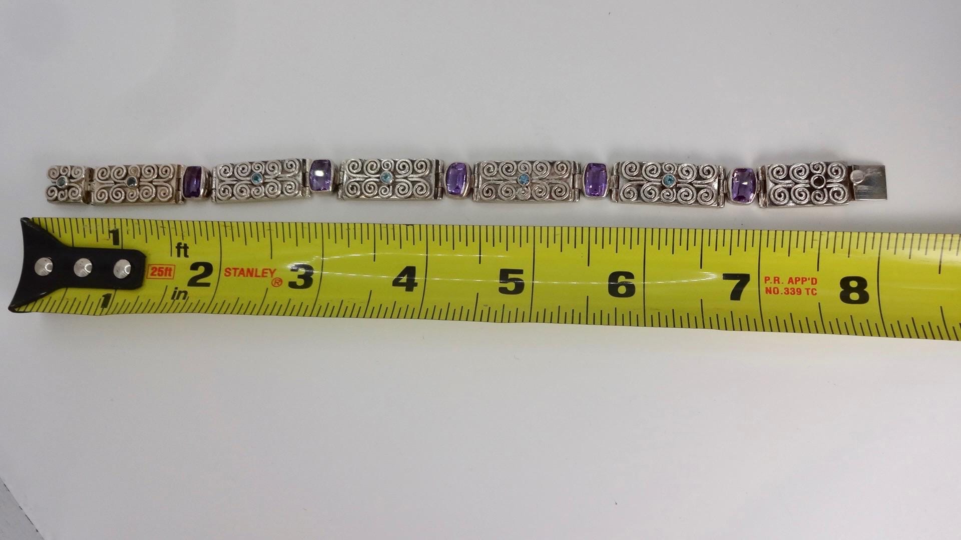 Vintage Purple Amethyst Tennis Bracelet in 925 Sterling Silver