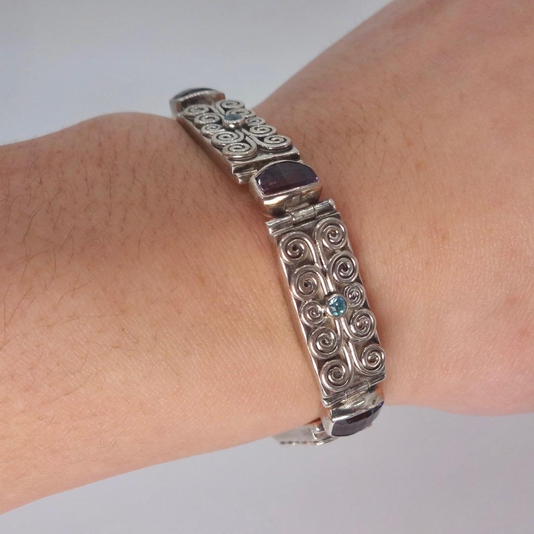 Vintage Purple Amethyst Tennis Bracelet in 925 Sterling Silver