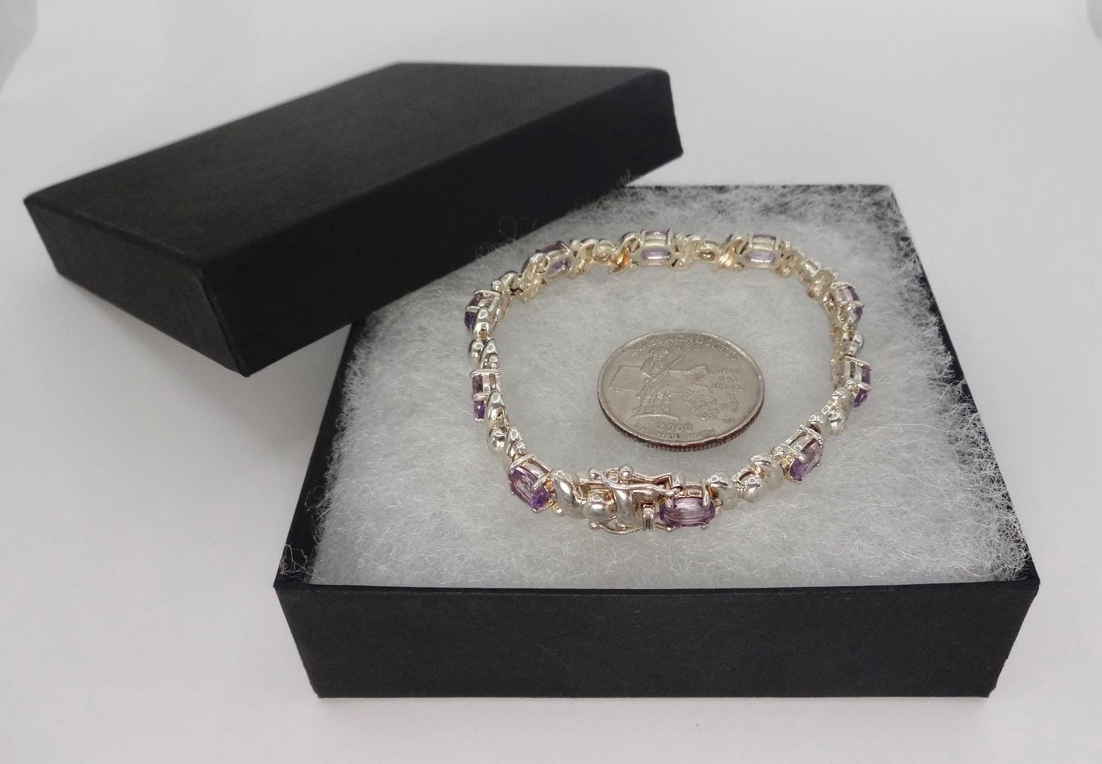 Vintage Amethyst Bracelet 925 Sterling Silver Purple Deco