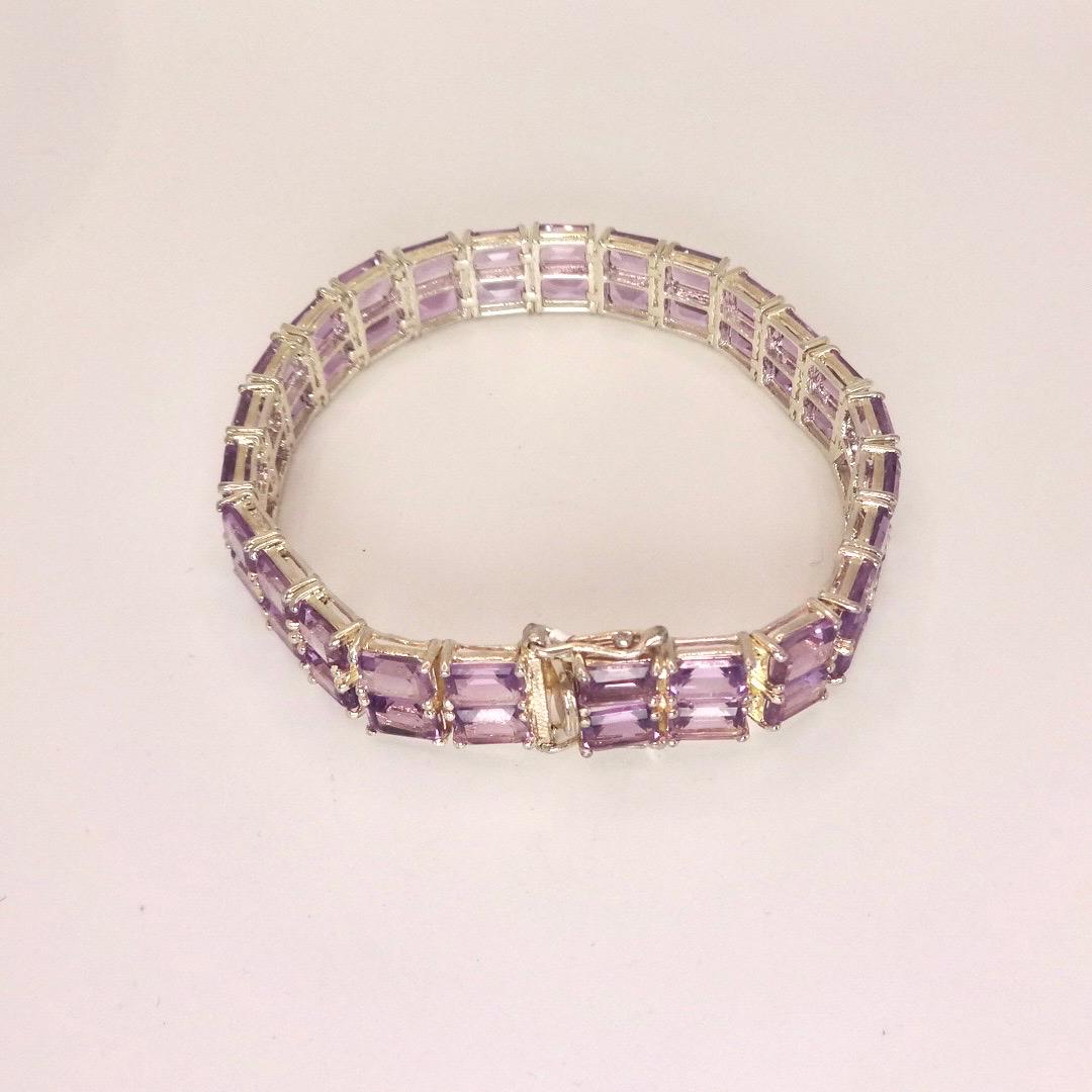 Vintage Purple Amethyst Bracelet in 925 Sterling Silver