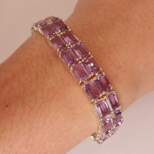Vintage Purple Amethyst Bracelet in 925 Sterling Silver