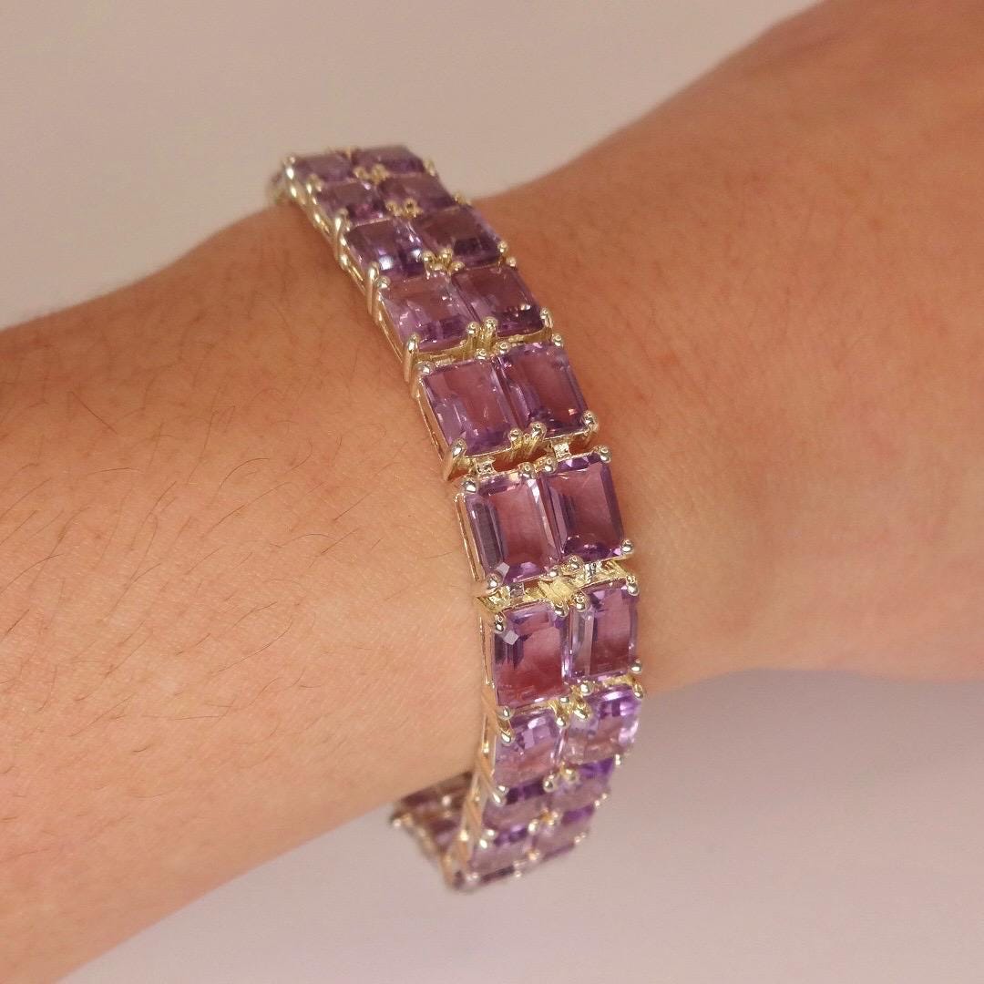 Vintage Purple Amethyst Bracelet in 925 Sterling Silver