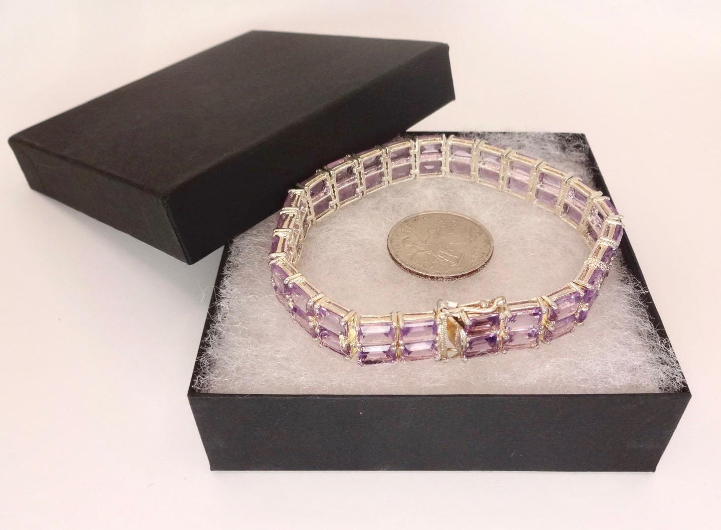 Vintage Purple Amethyst Bracelet in 925 Sterling Silver