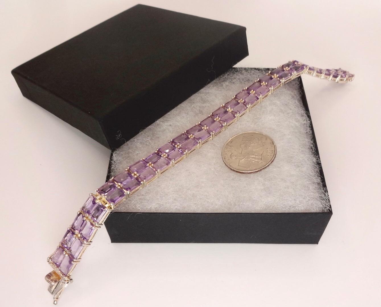 Vintage Purple Amethyst Bracelet in 925 Sterling Silver