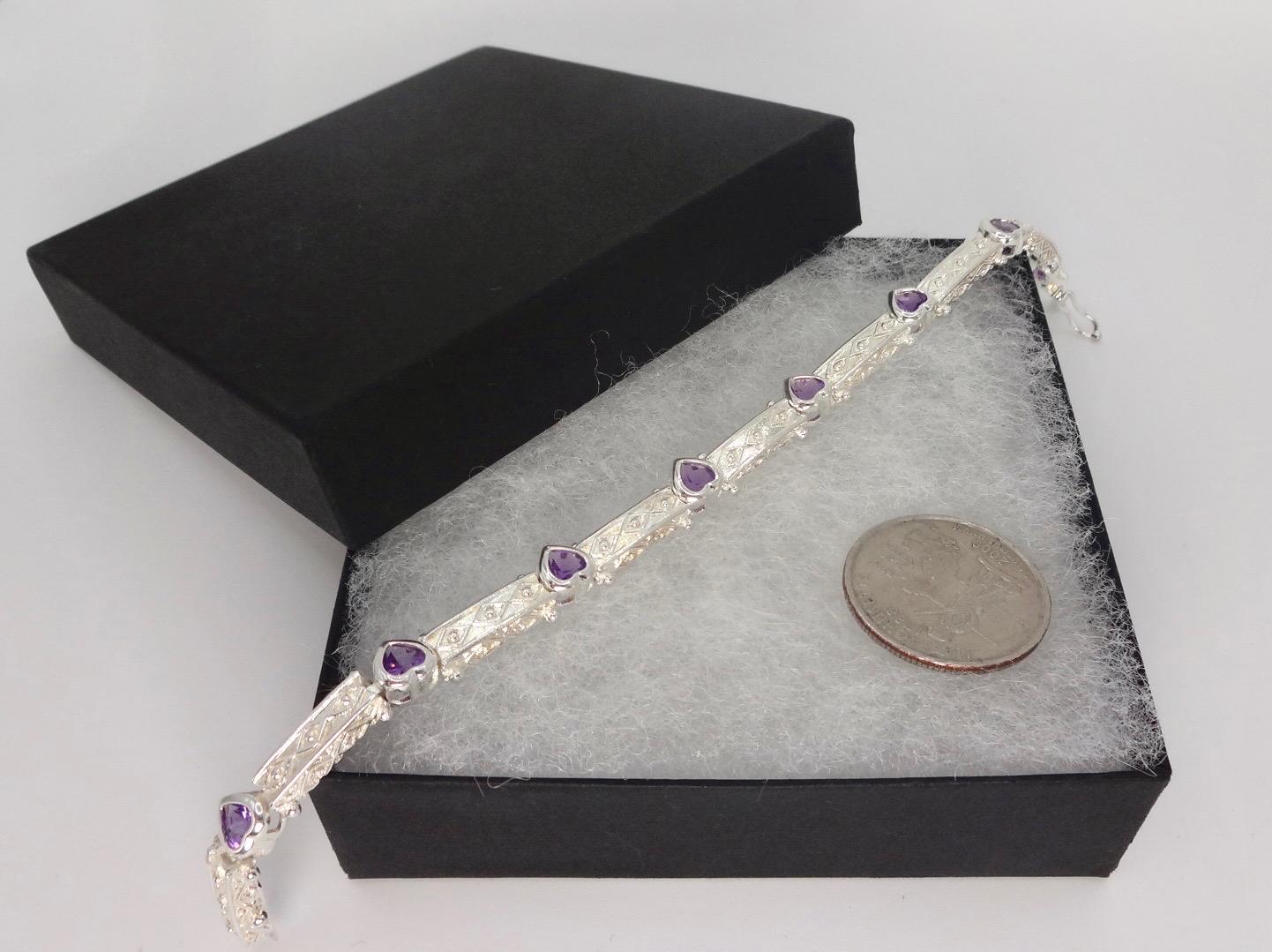 Vintage Purple Amethyst Tennis Bracelet in 925 Sterling Silver