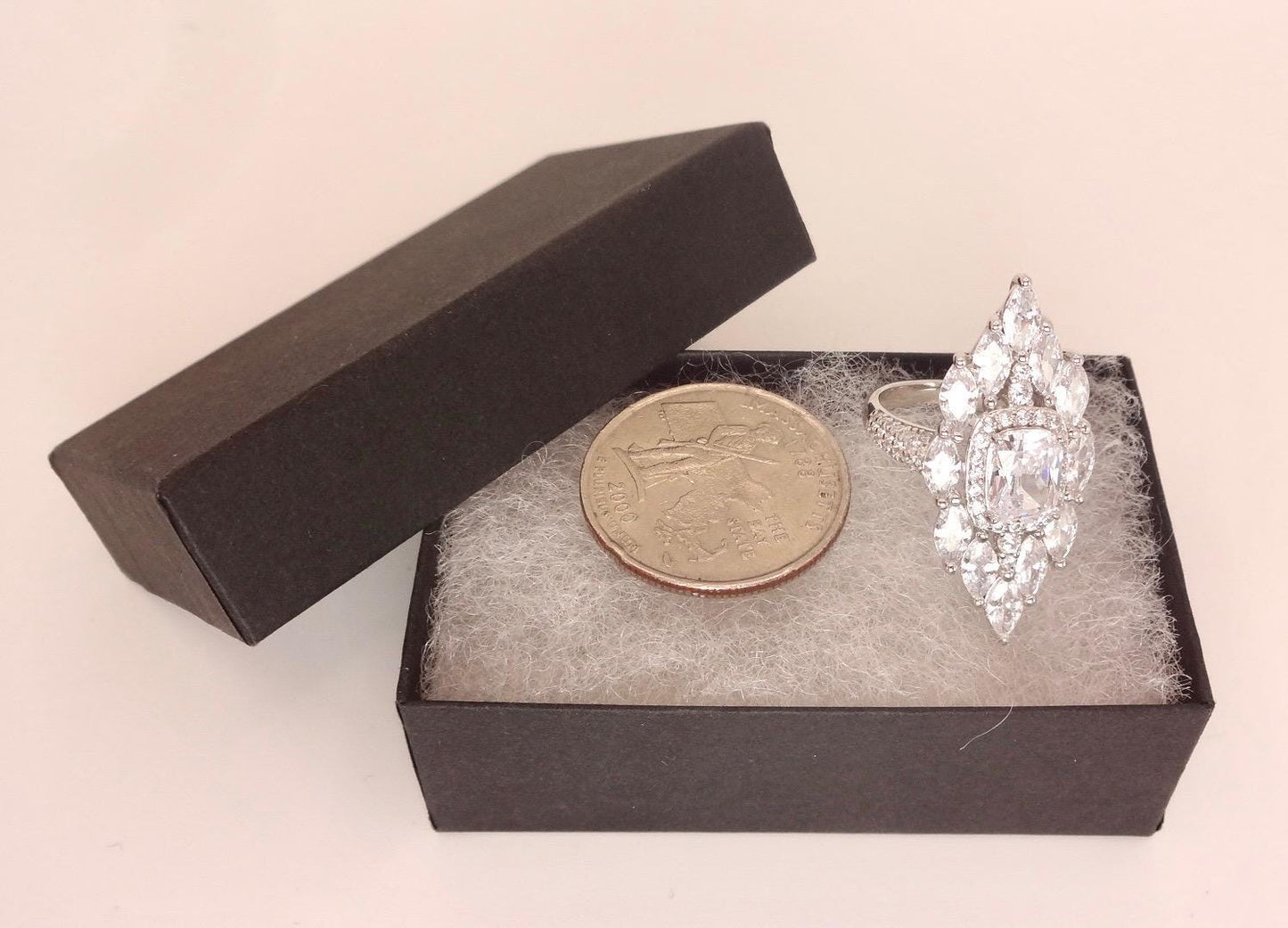 Vintage Cubic Zirconia Crystal Sterling Silver Ring Size 6