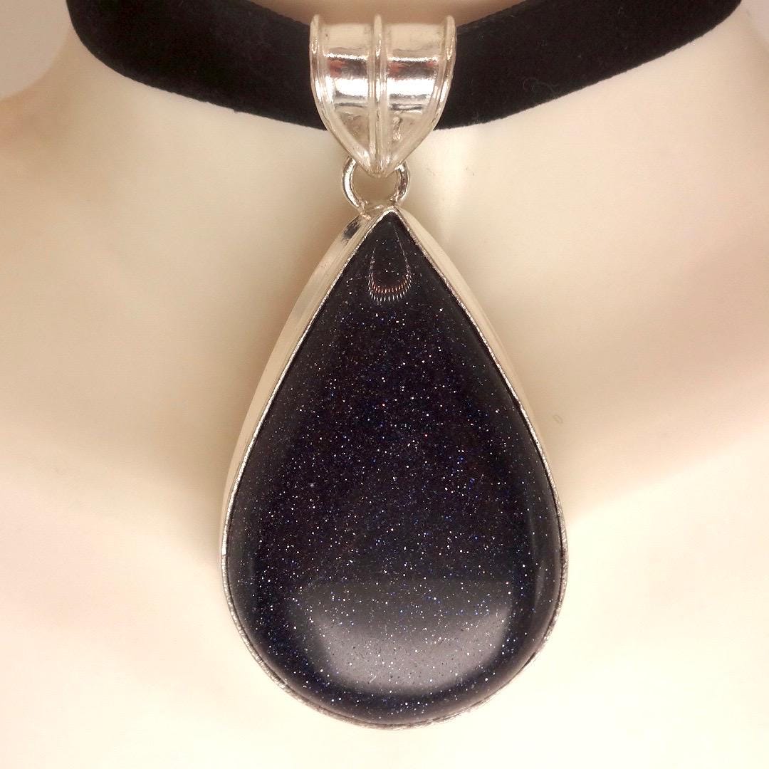 Vintage Black Sandstone silver collar necklace choker