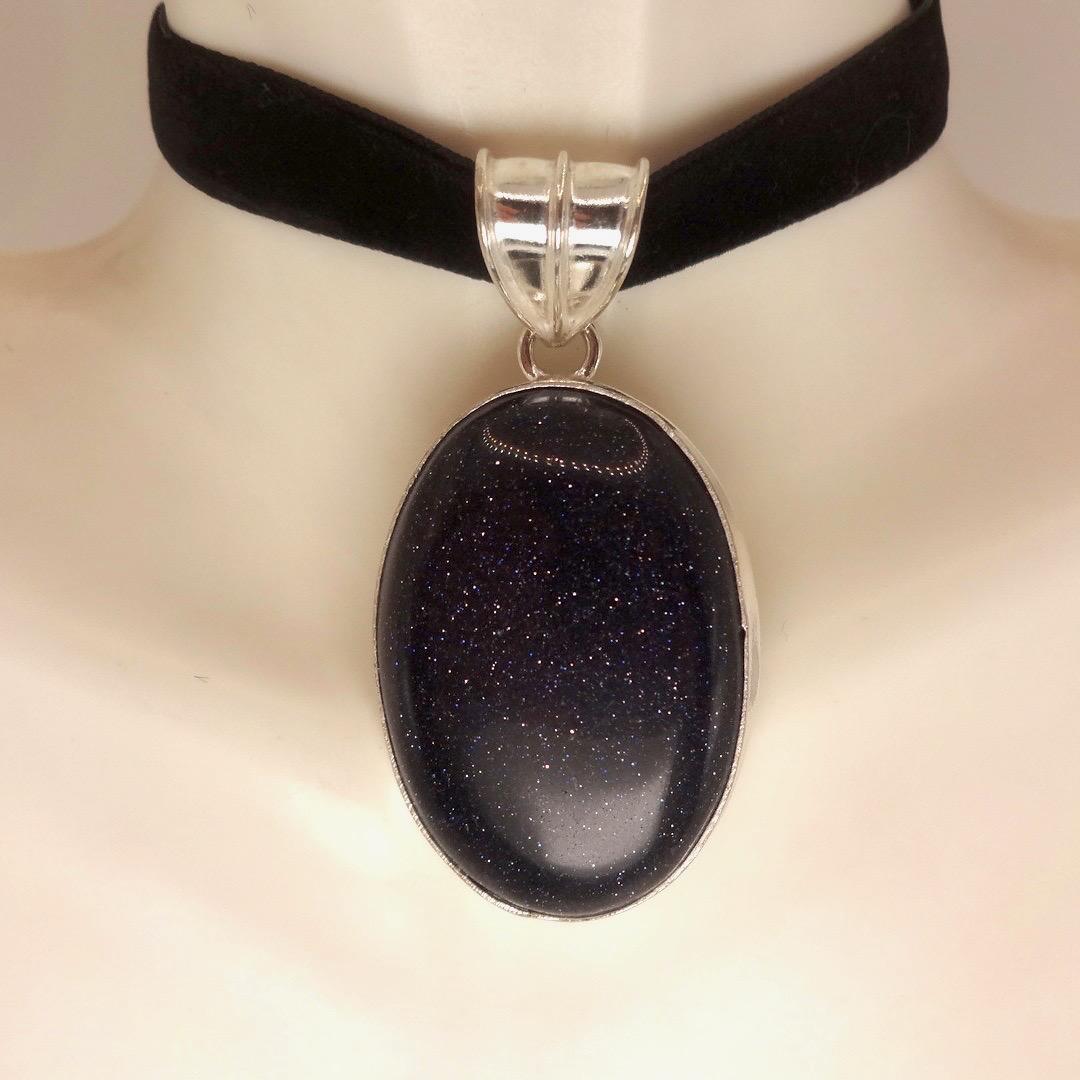 Vintage Black Sandstone silver collar necklace choker